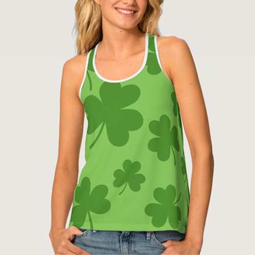 St Patricks Day Shamrock Clover Pattern Tank Top