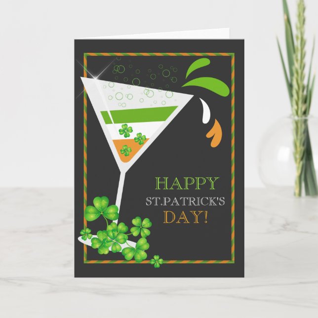 St.Patricks Day Shamrock Cocktail  Greeting Card (Front)
