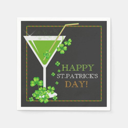 St Patricks Day Shamrock Cocktail Paper Napkins
