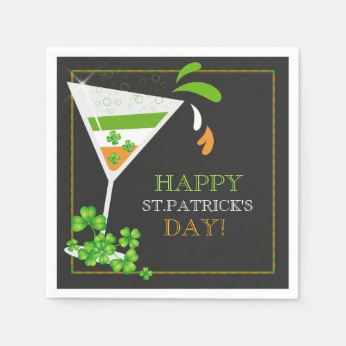 St Patricks Day Shamrock Cocktail Paper Napkins