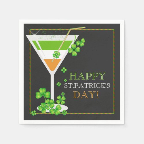 St Patricks Day Shamrock Cocktail Paper Napkins