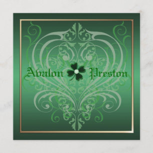 St Patrick's Day Shamrock Crest Wedding Invitation