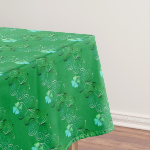 St Patricks Day Shamrock Curly Green Tablecloth