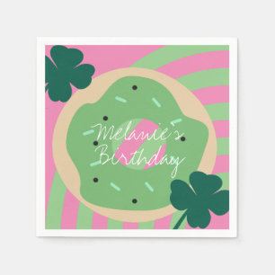 St Patricks Day Shamrock Donut Greenery Party Napkins