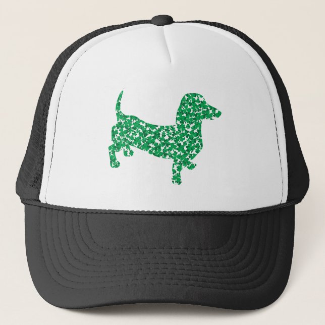 St Patricks Day Shamrock Doxie Trucker Hat (Front)