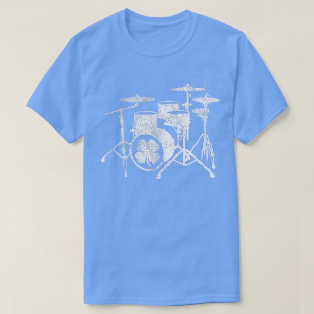 St Patricks Day Shamrock Drum Irish Green Drummer  T-Shirt (Design Front)