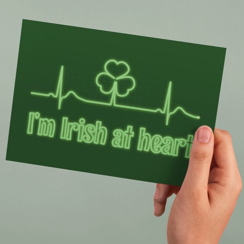 St Patricks Day Shamrock EKG _ Im Irish At Heart Postcard