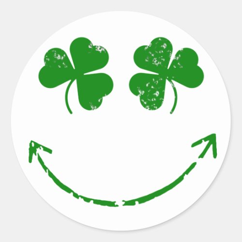 St Patricks Day Shamrock face humor Classic Round Sticker