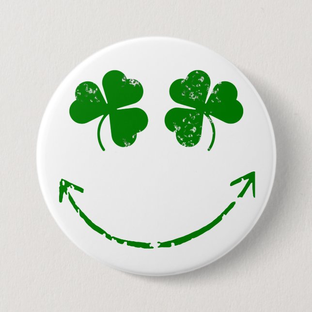 St Patrick's Day Shamrock face humor Pinback Button (Front)