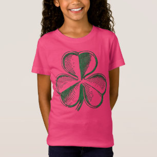 St. Patrick's Day Shamrock Girls Pink T Shirt