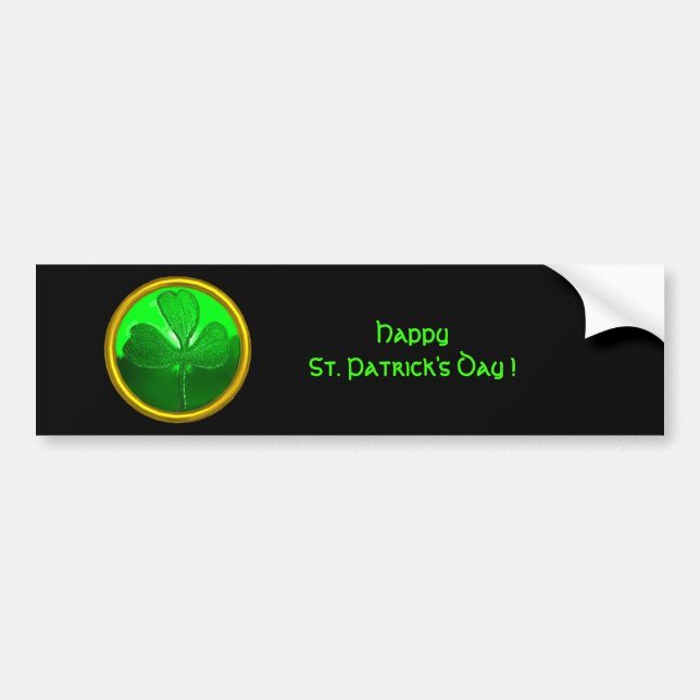 ST. PATRICK'S DAY SHAMROCK Green Gold Black Bumper Sticker (Front)