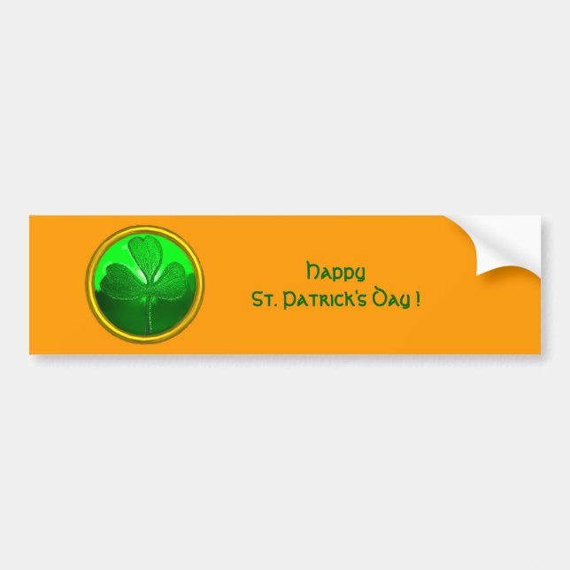 ST. PATRICK'S DAY SHAMROCK Green Gold Bumper Sticker (Front)