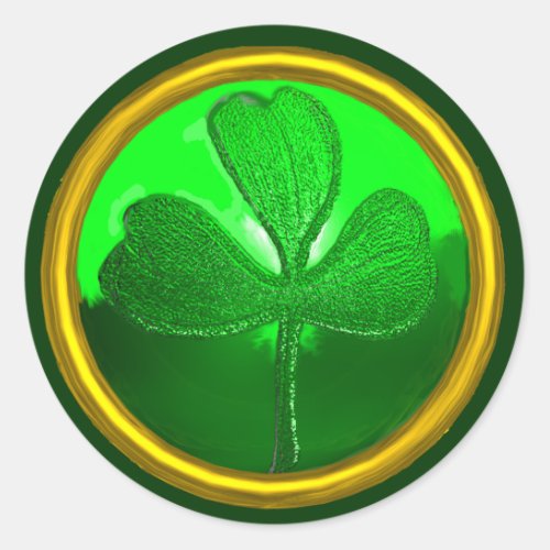 ST PATRICKS DAY SHAMROCK Green Gold Classic Round Sticker