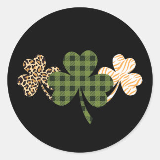 St Patricks Day Shamrock Green Irish St Patrick Lu Classic Round Sticker