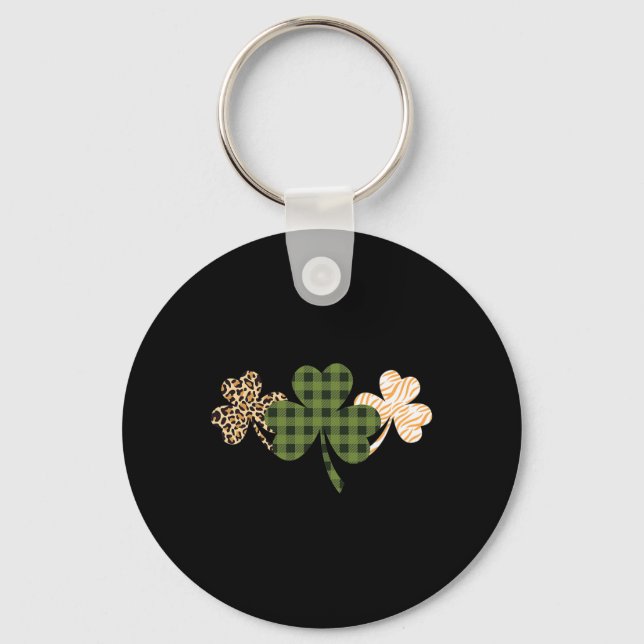 St Patricks Day Shamrock Green Irish St Patrick Lu Keychain (Front)