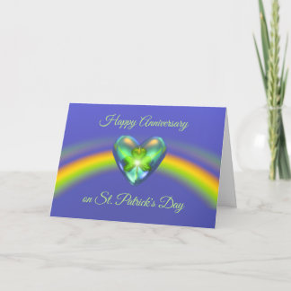 St. Patricks Day Shamrock Heart Anniversary Card