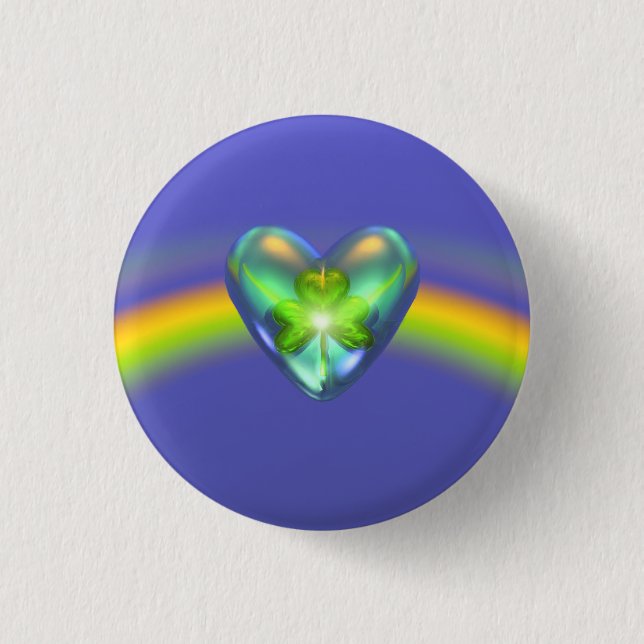 St. Patricks Day Shamrock Heart Button (Front)