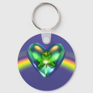 St. Patricks Day Shamrock Heart Keychain