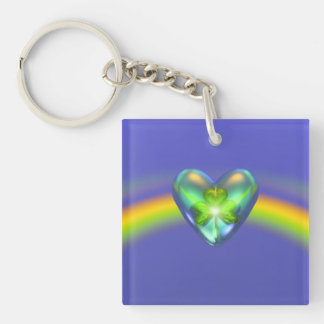 St. Patricks Day Shamrock Heart Keychain