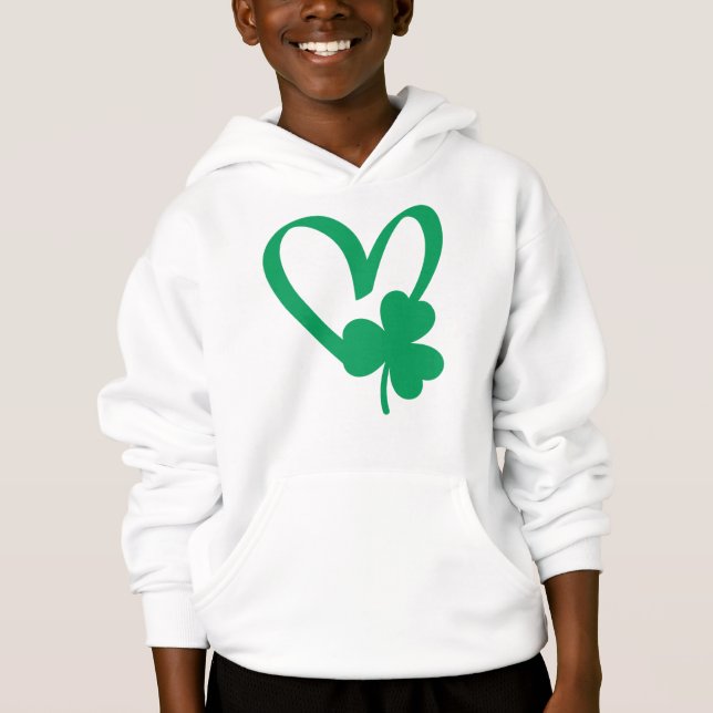 St Patrick's Day Shamrock Heart T-Shirt Hoodie (Front)