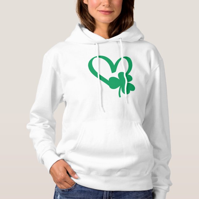 St Patrick's Day Shamrock Heart T-Shirt Hoodie (Front)