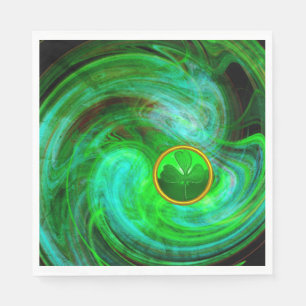 ST PATRICKS DAY SHAMROCK IN BLUE GREEN FRACTALS NAPKINS