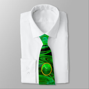 ST PATRICKS DAY SHAMROCK IN BLUE GREEN FRACTALS NECK TIE