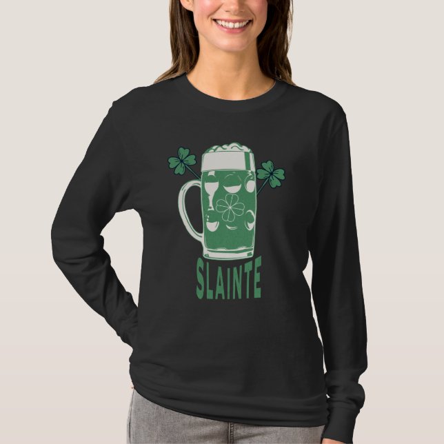 St Patricks Day Shamrock Irish Beer Drinking Slain T-Shirt (Front)