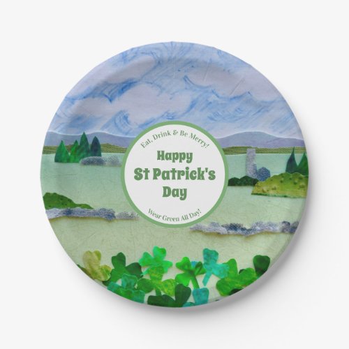 St Patricks Day Shamrock Irish Landscape Paper Plates