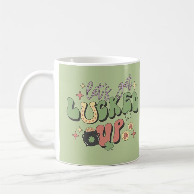 St. Patrick's Day Shamrock Irish Let's Get Lucked Coffee Mug (Left)