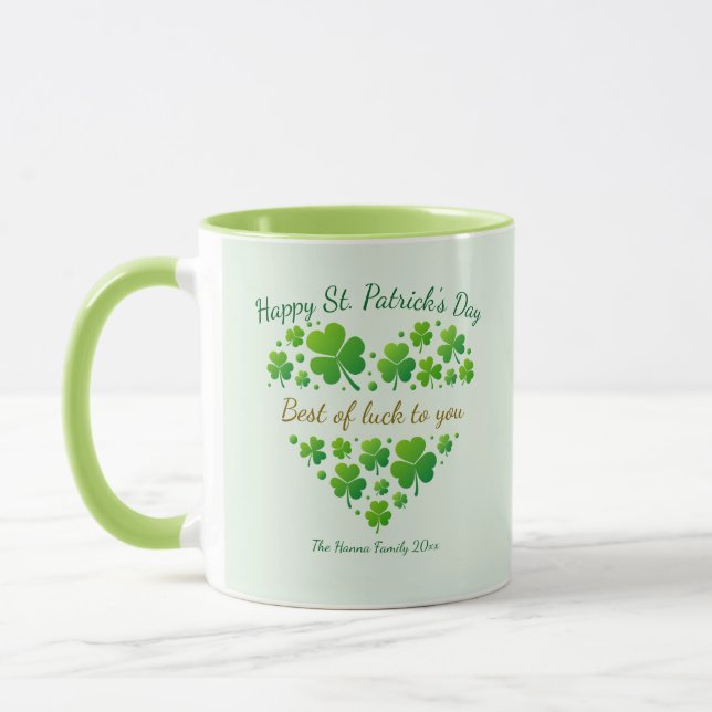 St. Patrick's Day Shamrock Keepsake I Best of Luck Mug (Left)