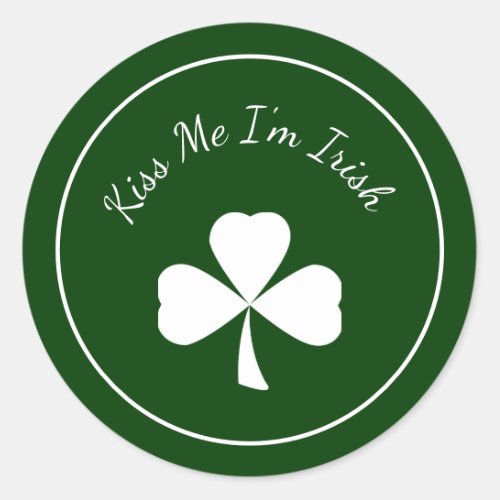 St Patricks Day Shamrock Kiss Me Im Irish Green Classic Round Sticker