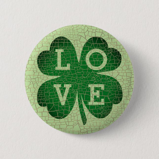 St Patrick's Day Shamrock Love Button (Front)