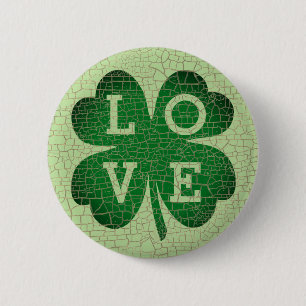 St Patrick's Day Shamrock Love Button