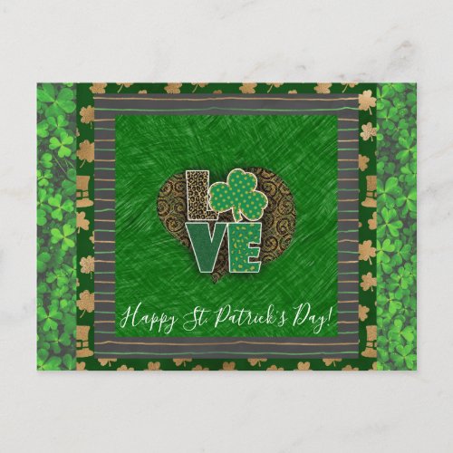 St Patricks Day Shamrock Love Postcard