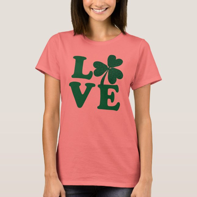 St. Patrick's Day Shamrock Love T-Shirt (Front)