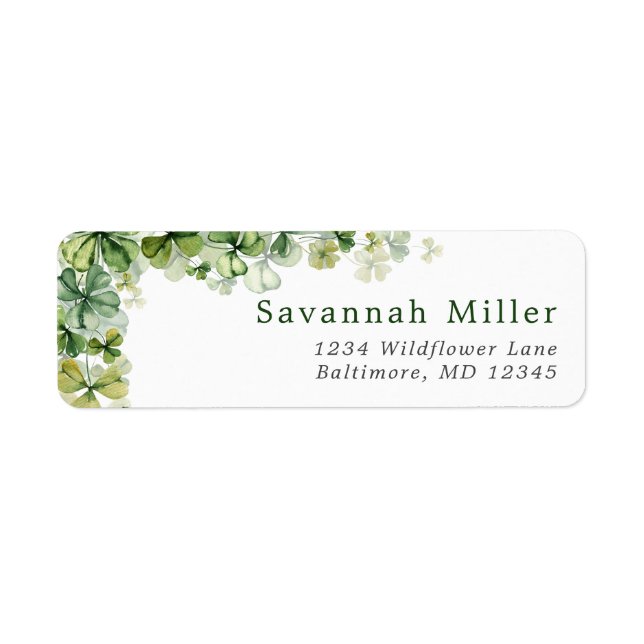 St. Patrick's Day Shamrock Lucky 4 Leaf Clover  Label (Front)