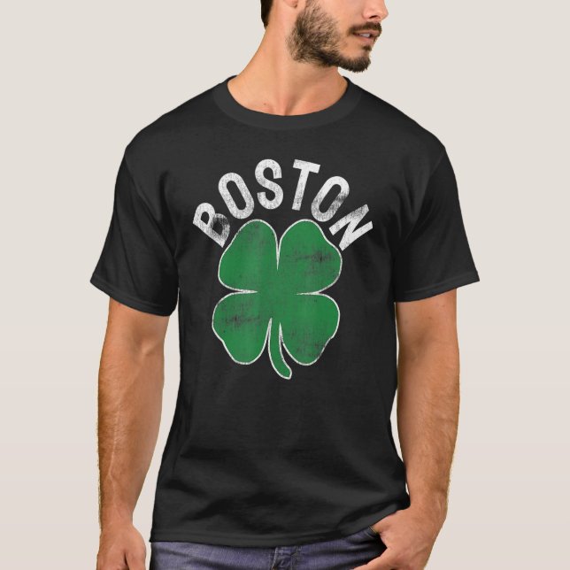 St Patrick's Day Shamrock Massachusetts Boston Iri T-Shirt (Front)