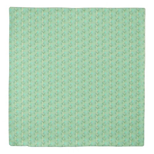 St Patricks Day Shamrock Misty Green Duvet Cover