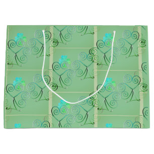 St Patrick's Day Shamrock Misty Green Large Gift Bag