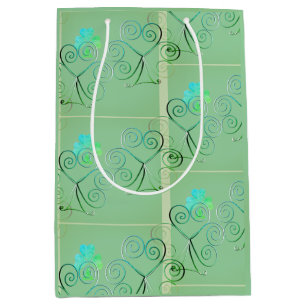 St Patrick's Day Shamrock Misty Green Medium Gift Bag