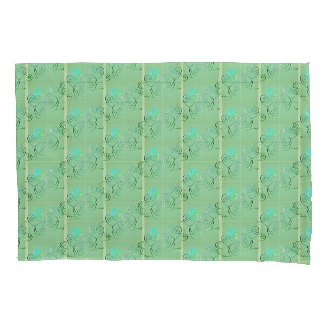 St. Patrick's Day Shamrock Misty Green Pillow Case (Front)