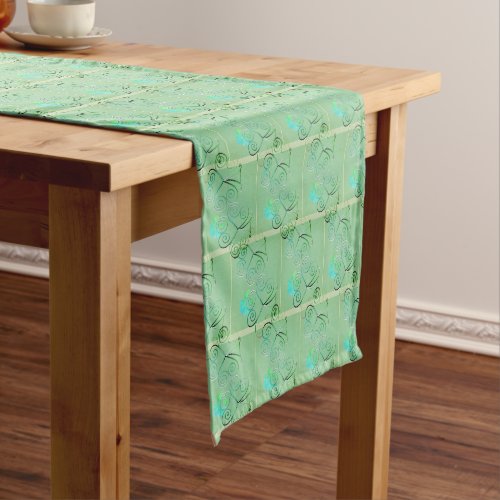 St Patricks Day Shamrock Misty Green Short Table Runner