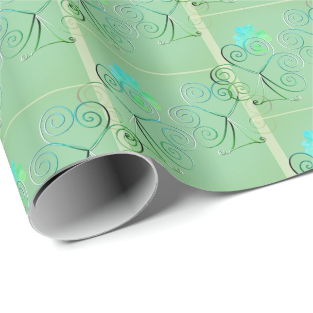 St. Patrick's Day Shamrock Misty Green Wrapping Paper (Roll Corner)