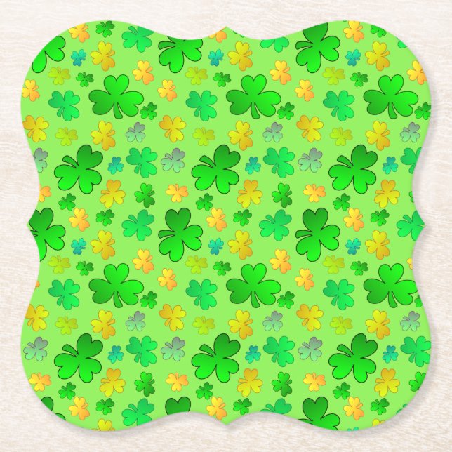 St. Patrick's Day Shamrock Paper Coaster (Front)