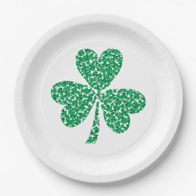 St Patricks Day Shamrock Paper Plates (Front)