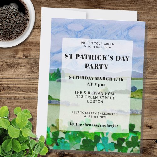  St Patricks Day Shamrock Party Invitation