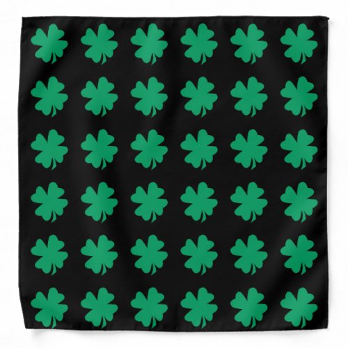 St Patricks Day Shamrock Pattern Cute Green Black Bandana