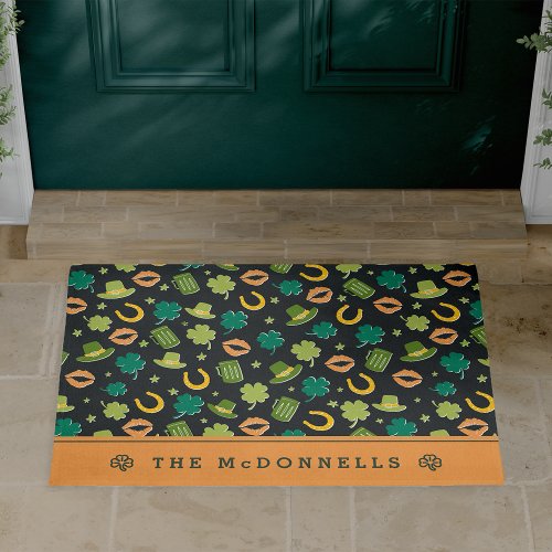 St Patricks Day Shamrock Pattern Doormat