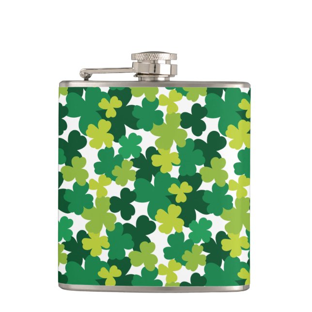 St. Patrick's Day Shamrock Pattern Flask (Front)